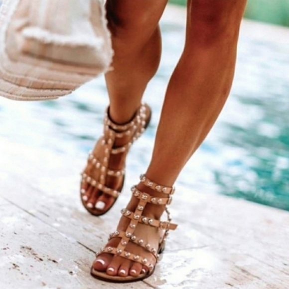 Sam Edelman Eavan Studded Gladiator Sandal Snake Black Leather Size 6 - Picture 11 of 16